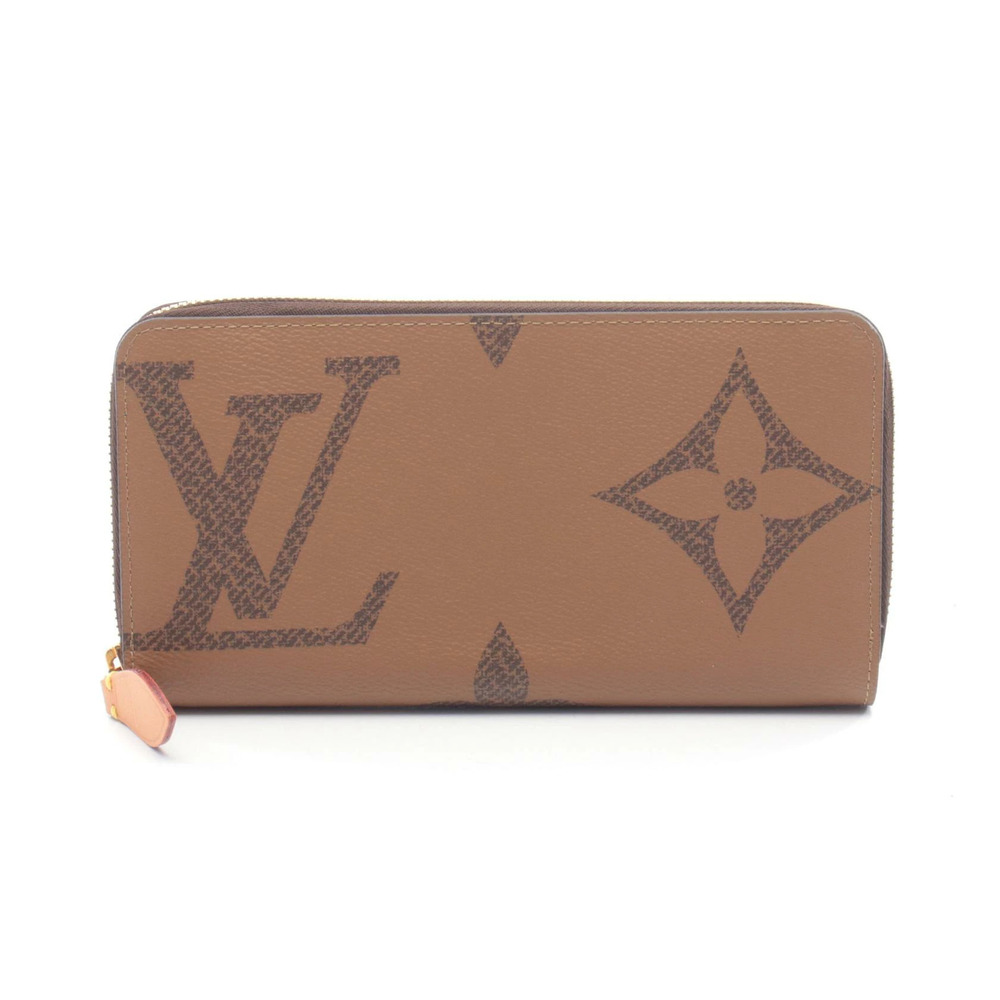 Louis Vuitton Zippy Wallet Round Long Leather Canvas Monogram Giant Brown